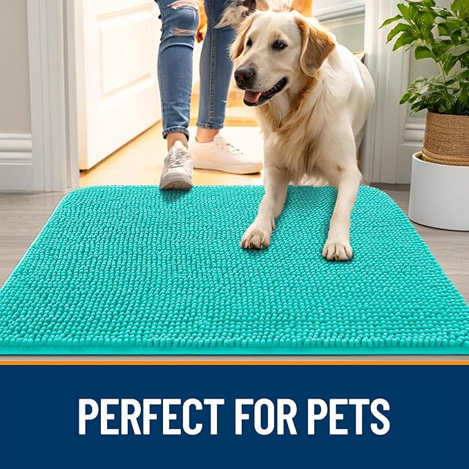 OLANLY Dog Door Mat for Muddy Paws 70x32, Super Absorbent Chenille Mud Mat | - Image 6