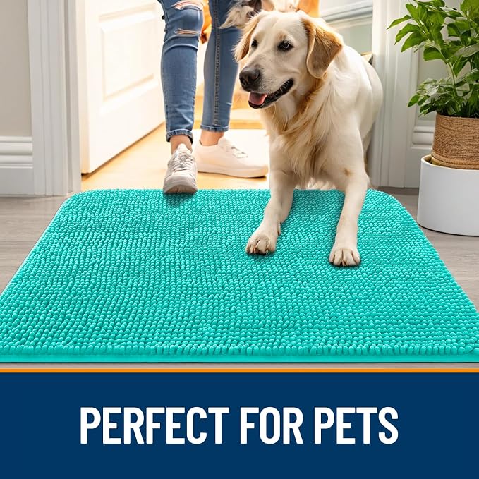 OLANLY Dog Door Mat for Muddy Paws 44x24, Super Absorbent Chenille Mud Mat | - Image 6
