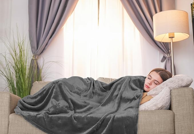 Utopia Bedding Ultra Soft Fleece Bed Blanket Throw Size Grey | Microfiber Plush - Image 4