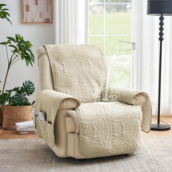 Large Camel Recliner Chair Covers, Quilted Décor Water-Repellent Lazy Boy Chair - Image 2