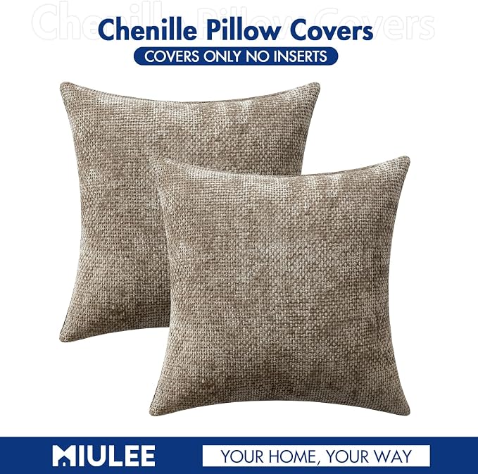 MIULEE Decorative Couch Throw Pillow Covers 20x20 Inch Neutral Khaki 2 Pack | - Image 7