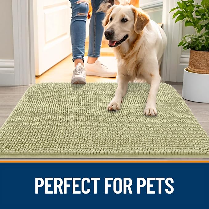 OLANLY Dog Door Mat for Muddy Paws 40x32, Super Absorbent Chenille Mud Mat | - Image 6