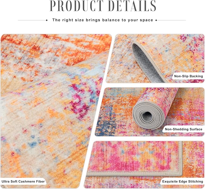 5x7 Area Rug Living Room: Modern Washable Soft Carpet Galaxy Haze | - Image 4