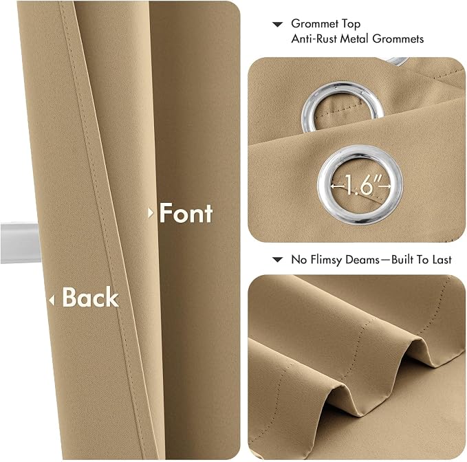 MIULEE Blackout Curtains for Bedroom 2 Panels 40 x 72 Inch Long Taupe Brown | - Image 4