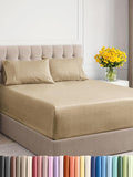 Extra Deep Twin XL Sheet Set - 4 Piece Breathable & Cooling Sheets - Hotel Luxury Bed Sheets Set - Easy Fit - Soft, Wrinkle Free & Comfy Sheets Set - Heathered Tan Sheet Set with Extra Deep Pockets