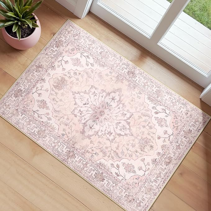 RELEANY Washable Area Rug, Small 2'x3', Water Repellent, Pet Friendly, Vintage by RELEANY