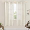 68 inch Semi Sheer Linen Curtains 2 Panels, Light Filtering Panels | Cream Ivory by LAMIT