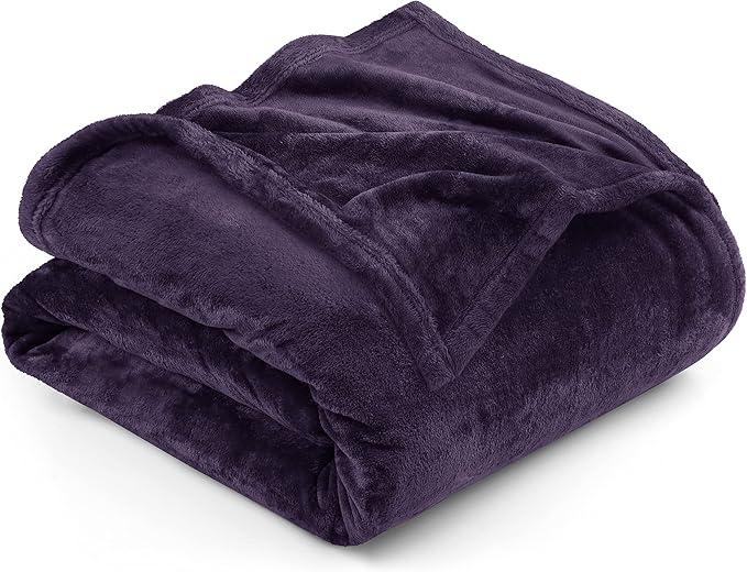 Utopia Bedding Fleece Blanket Queen Size Purple 300GSM Luxury Anti-Static Fuzzy Soft Microfiber Bed Blanket (90x90 Inch)
