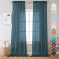 OVZME Dusty Blue Sheer Curtains 108 Inches Long, Light Filtering Semi Transparent Lightweight Voile Rod Pocket Window Curtains for for Yard, Patio, Villa, Parlor, W42 x L108, Set of 2 Panels