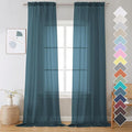 Dusty Blue Sheer Curtains 108 Inches Long, Light Filtering Semi Transparent by OVZME