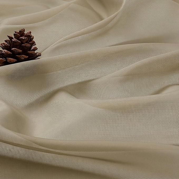 Sheer Taupe Curtains 108 Inches Long 2 Panels Set, 59 Inch Extra Wide - Image 5