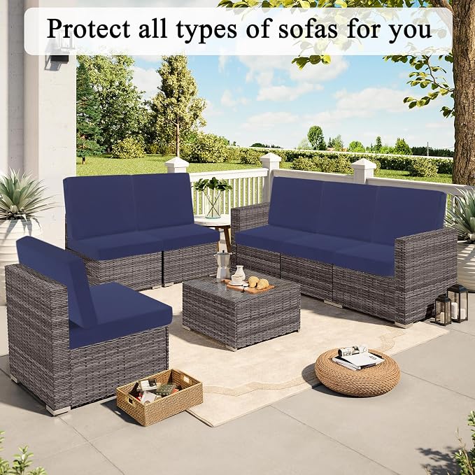 HEBE Outdoor Cushion Covers 12 Pcs, Stretch Patio Sofa Couch Cushion Cover | - Image 8