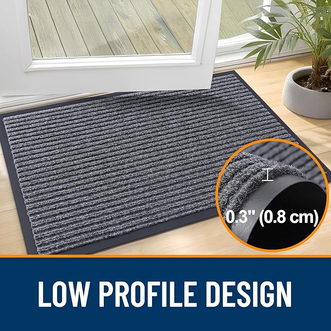 OLANLY 2-Pack Front Door Mats 71x47, Waterproof Heavy-Duty Doormats | Grey - Image 4