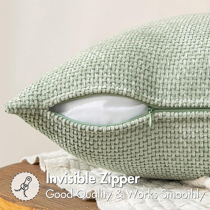 MIULEE Decorative Couch Throw Pillow Covers 18x18 Inch Light Green 2 Pack | - Image 5