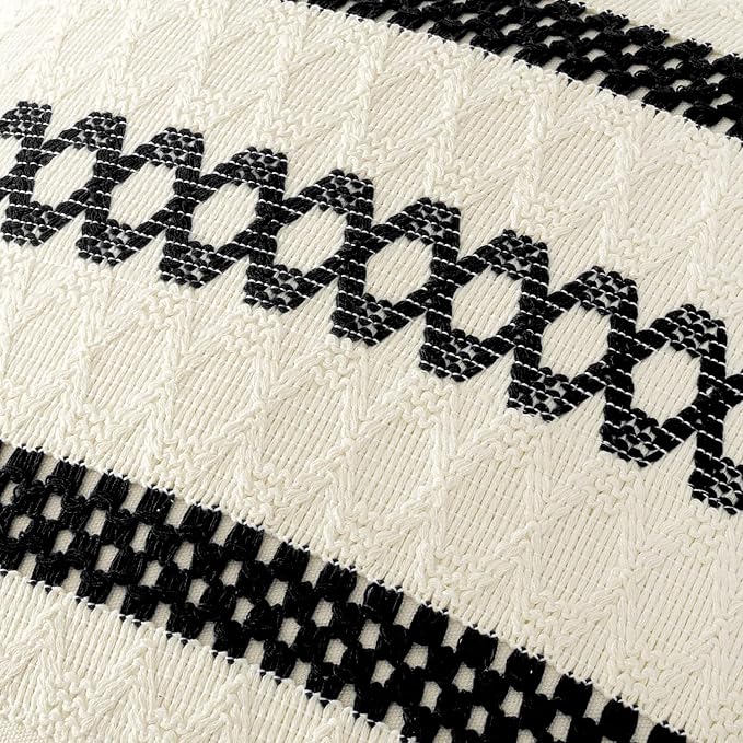 MIULEE Set of 2 Black Boho Decorative Lumbar Pillow Covers 12x20 Inch | - Image 4