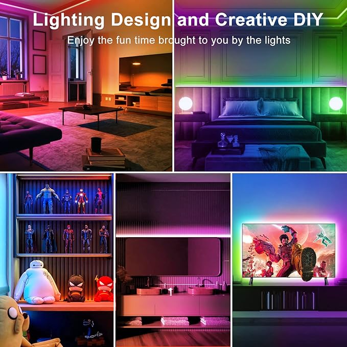 TJOY 100ft Kids LED Strip Lights with 20 Key Child Remote, Multi-Color RGB Rope Lighting, Color Changing LED Light Strip for Bedroom, Tape Lighting for Room Decor Aesthetic, TV, DIY(50ft*2)