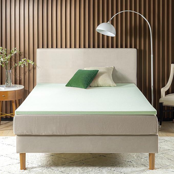 ZINUS 1.5 Inch Green Tea Memory Foam Mattress Topper, Smaller, More Convenient WonderBox Packaging, Pressure-Relieving Layers, CertiPUR-US Certified, King