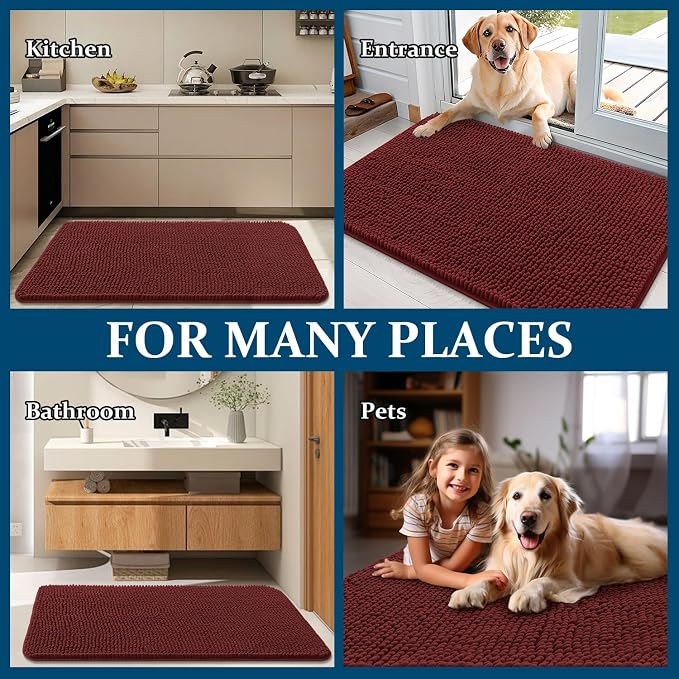 OLANLY Dog Door Mat for Muddy Paws 40x24, Super Absorbent Chenille Mud Mat | - Image 8