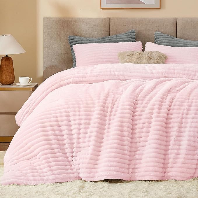 BEDELITE Fleece Twin Comforter Set -Super Soft & Warm Fluffy Cherry Blossom Bedding, Luxury Fuzzy Heavy Bed Set for Winter with 1 Pillow case