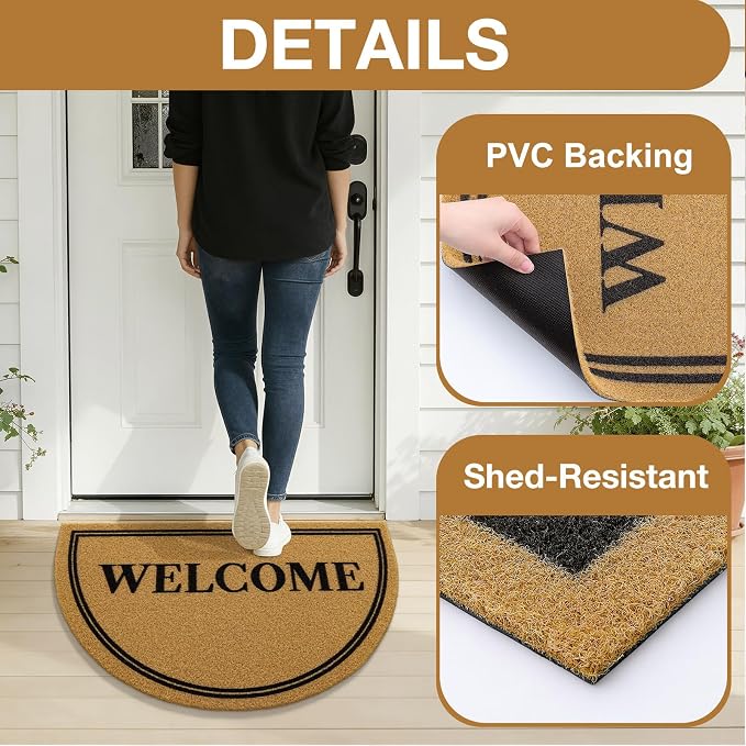 OLANLY Half Circle Front Door Mat, Low Profile Doormat, Stain and Fade Resistant - Image 4