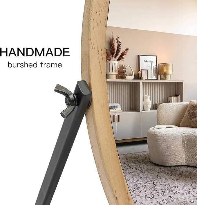 Geloo Vanity Makeup Table Mirror - Desk Mirrors 360 Adjustable Rotation,Wood Framed Small Standing Mirror for Bedroom,Tabletop,Office,Antique,Dresser,Countertop 11.8'' x 7.8''