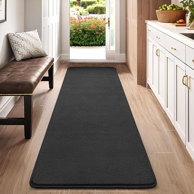 2x8 Runner Rug for Hallway, Long Runner Rugs Non Slip, Dark Grey | Soft - Image 9