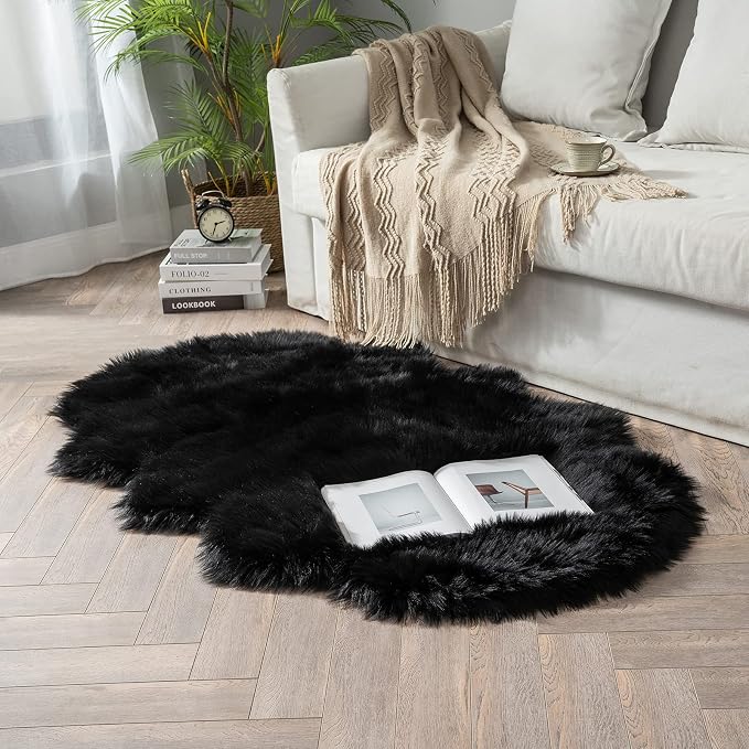 MIULEE Fluffy Area Rug 3x5 ft Faux Fur Sheepskin Rug - Image 2