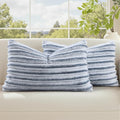 decorUhome Fall Faux Fur Throw Pillow Covers 12x20 Set of 2 Grey White | by decorUhome