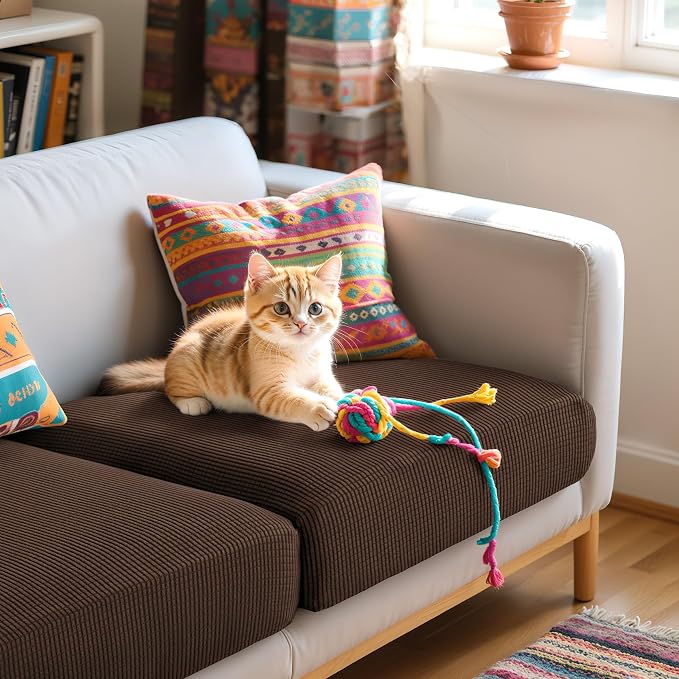 Hokway Stretch Couch Cushion Covers, 3 Piece Individual Sofa Cushion - Image 8