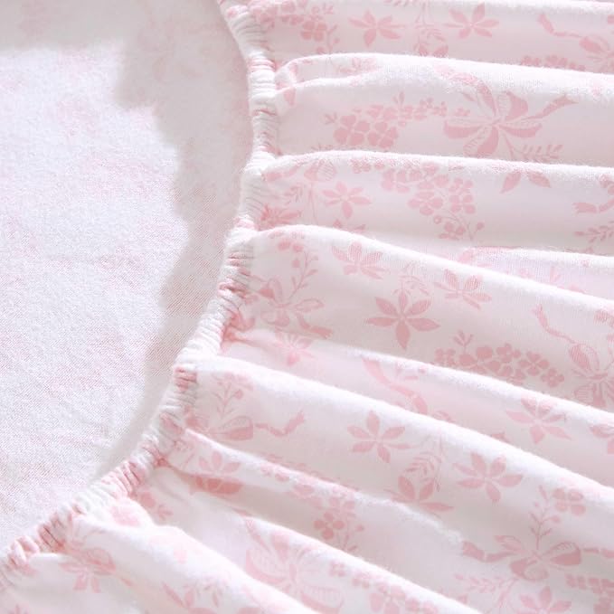 Laura Ashley - Flannel Sheets Full Size, Anti-Pilling & Wrinkle Resistant Cotton, Touchably Soft for All-Season Comfort - Bed Sheets with Matching Pillowcases & Fitted Sheet (Antoinette Pink)