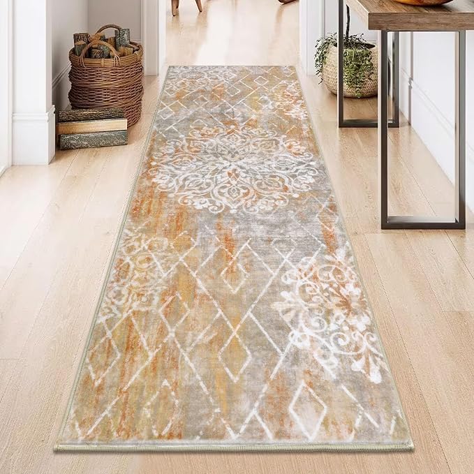 HEBE Hallway Runner Rug 2'x6', Washable Non Slip Kitchen Rug Runner | Soft Boho - Image 8
