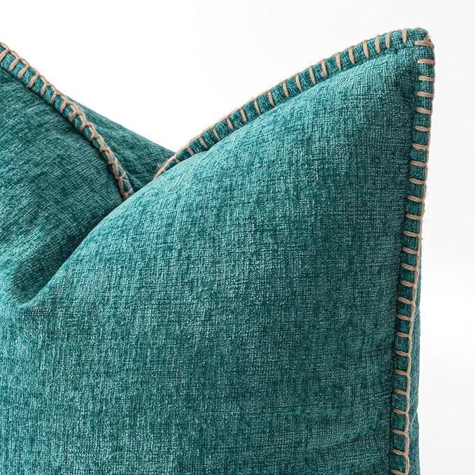 MIULEE Decorative Lumbar Throw Pillow Covers 12x20 Inch Teal 2 Pack | Farmhouse - Image 2