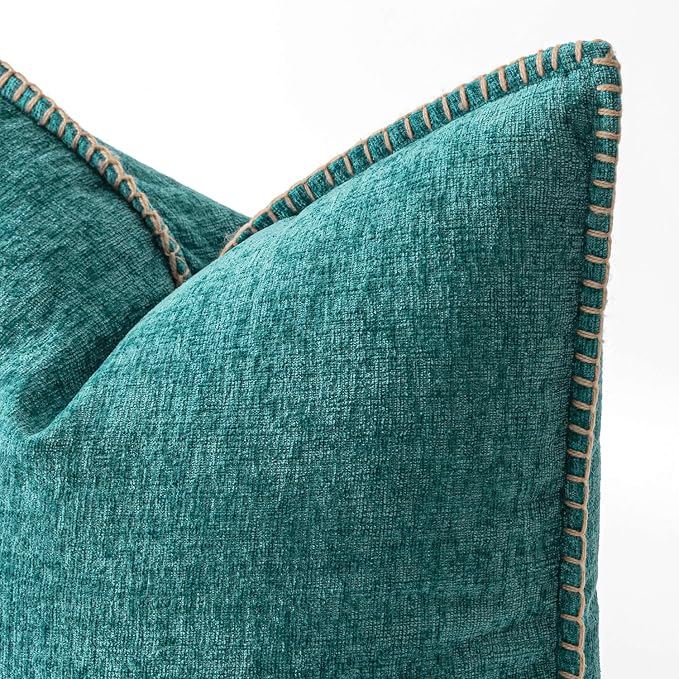 MIULEE Decorative Couch Throw Pillow Covers 18x18 Inch Teal 2 Pack | Farmhouse - Image 2