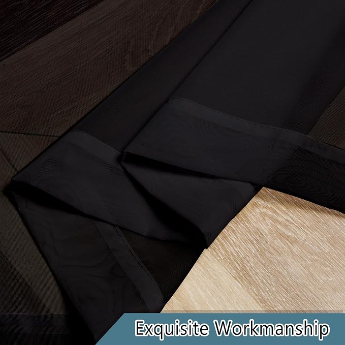 Black Sheer Valance for Windows 14 Inch Length 2 Pieces, Light Reducing Voile - Image 9