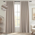 Topfinel Boho Farmhouse Black Out Linen Curtains 84 Inch Length 2 Panels Set by Topfinel
