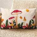 Embroidered Lumbar Pillow Cover 20x12 Inch, Mushroom Moon | Decorative Throw by Kokaaee