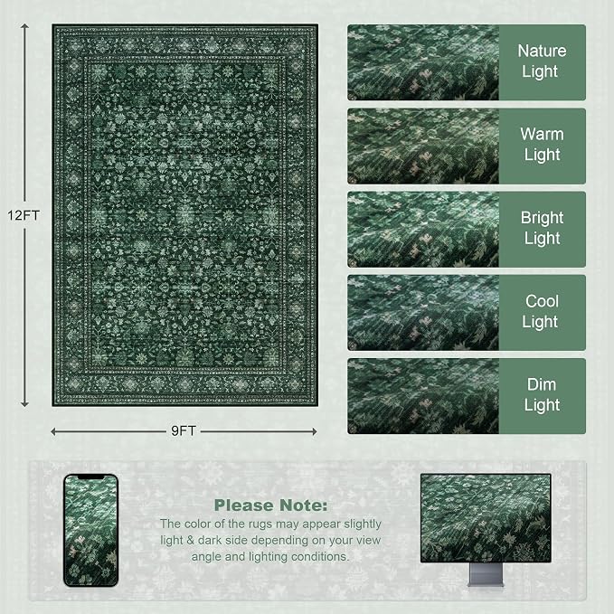 9x12 Area Rugs Living Room: Washable Rug - Image 2