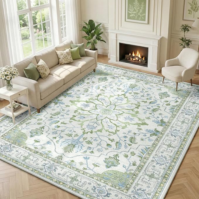 RELEANY Washable Area Rug, Large 10'x12', Water Repellent, Pet Friendly by RELEANY