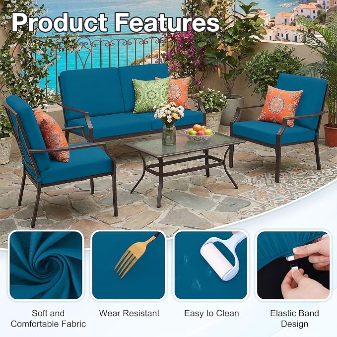 Waterproof Outdoor Cushion Covers, Stretch Patio Slipcovers | UV Resistant - Image 7