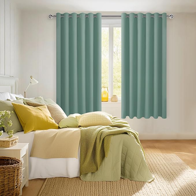 Blackout Curtains for Bedroom, Sage Green, 70 x 63 Inch, 2 Panels | Thermal - Image 6