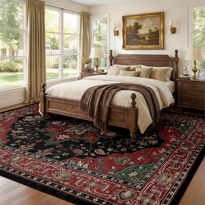 RELEANY Washable Area Rug, Water Repellent, Pet Friendly, Vintage Floral Boho - Image 2