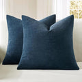 MIULEE Dark Blue Chenille Couch Throw Pillow Covers, 20x20 | Set of 2, Soft by MIULEE