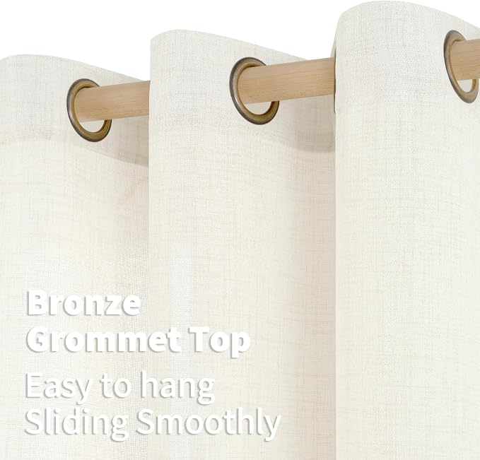 YoungsTex Ivory Linen Curtains 52X84 Inch Length - Image 6