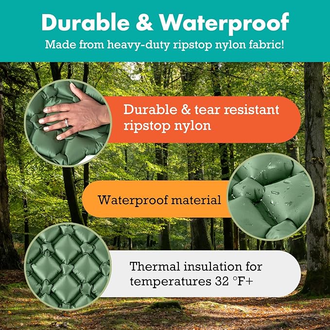 Ultralight Sleeping Mat - Inflatable & Compact Camping Air Mattress for Backpacking, Hiking- New