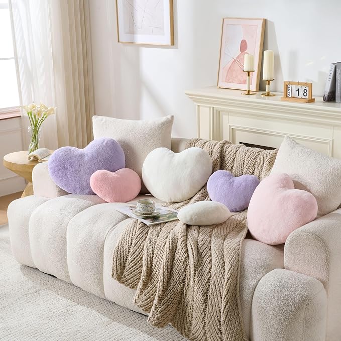 2PCS Throw Pillows Cute Room Decor Heart Pillow Home Decor Decorative Couch - Image 5
