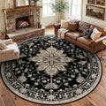 RELEANY Washable Area Rug, Round 8ft, Water Repellent, Pet Friendly, Vintage by RELEANY