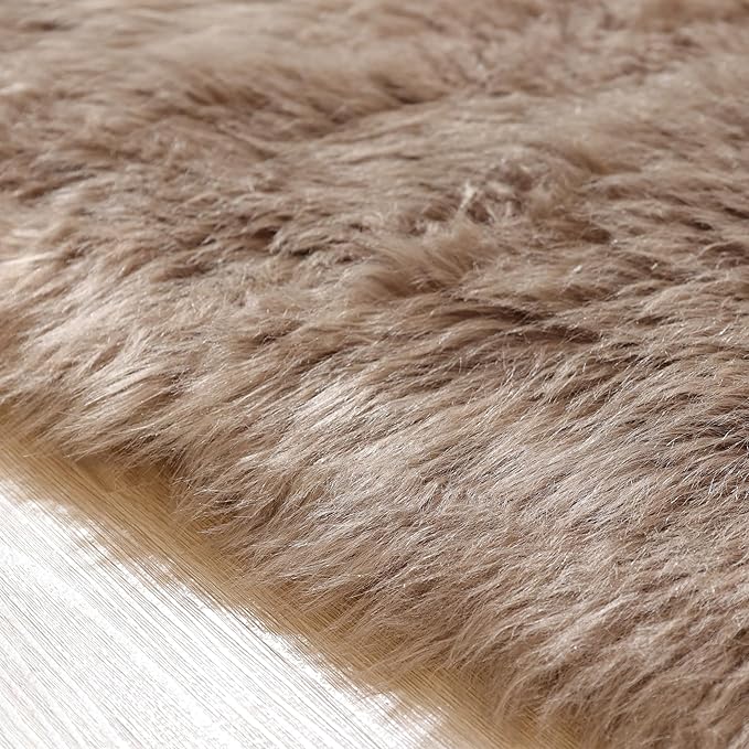 ORINOVA Beige Faux Fuzzy Area Rugs - Image 6