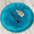 1.3ft Small Round Blue Rug, Thick Furry Fluffy Carpet by TENNOLA