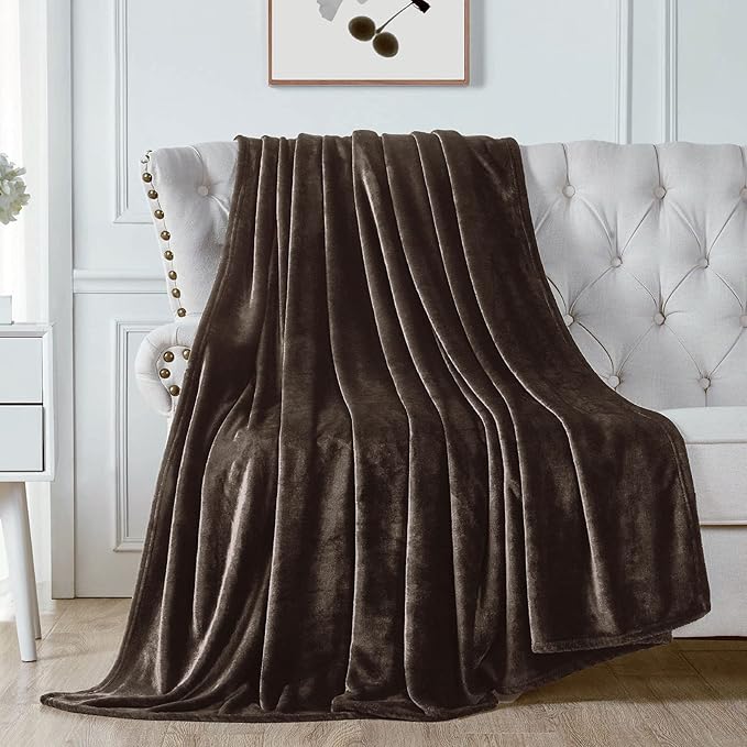 Walensee Fleece Blanket Plush Throw Fuzzy Lightweight (King Size 108x90 Brown) Super Soft Microfiber Flannel Blankets for Couch, Bed, Sofa Ultra Luxurious Warm and Cozy for All Seasons