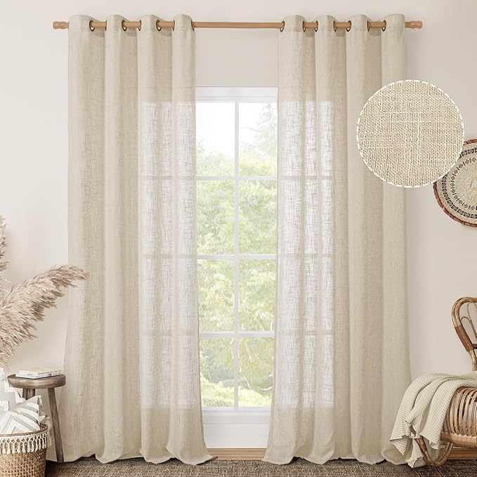 Extra Long Linen Curtains 108 inch Long by LAMIT